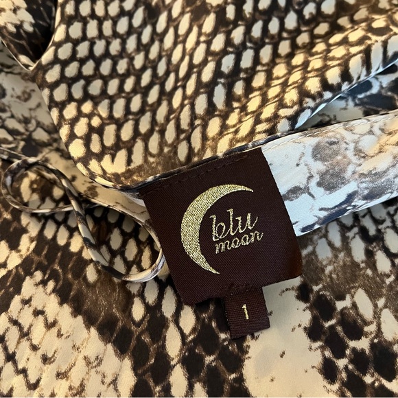 Blu Moon Snake Skin Mini Dress 100% Silk Size 1 - Picture 6 of 10